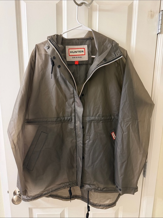 Hunter Jackets & Blazers - Hunter Olive Green Semi-Transparent Hooded Raincoat
